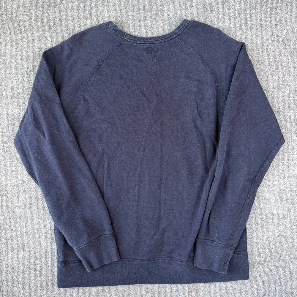 J Crew Vintage Fleece Sweatshirt Mens XL Blue V Notch Pullover Crewneck